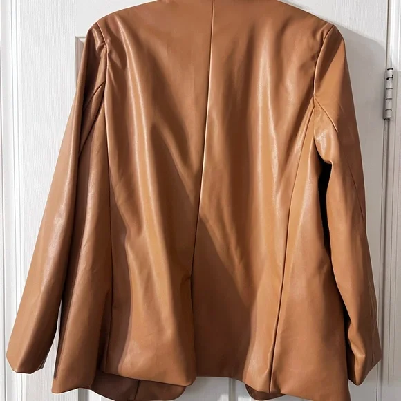 A New Day Vegan Leather Tan Blazer Size L - Picture 5 of 5